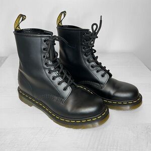 Dr. Martens 11821 Black Smooth Leather 8-Hole Lace Up Combat Boots